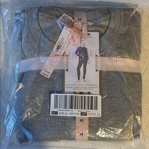 Victoria's Secret Heather Gray Henley  Pointelle Pajama Set